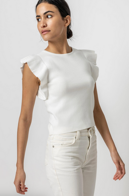Full Sleeve Square Neck Sweater - White