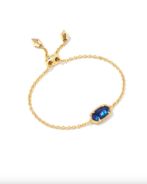 Elaina Delicate Chain Bracelet - Gold Navy Abalone 