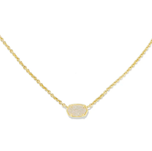Emilie Short Pendant Necklace - Gold Iridescent Drusy 