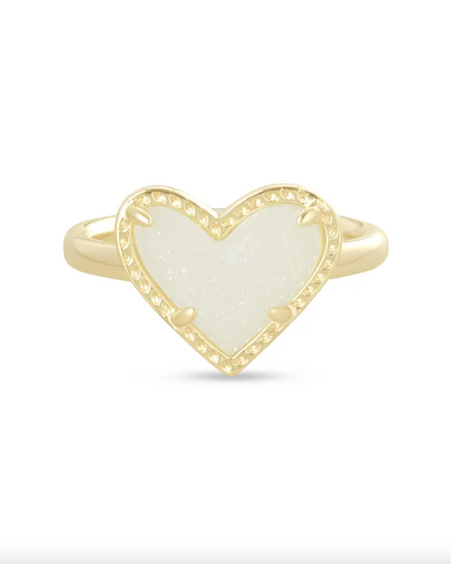 Ari Heart Band Ring - Gold Iridescent Drusy