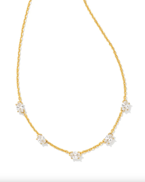 Cailin Crystal Strand Necklace - Gold White Cz 