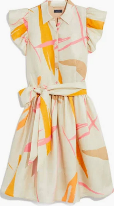 Flutter Sleeve Pintuck Dress - Tropical