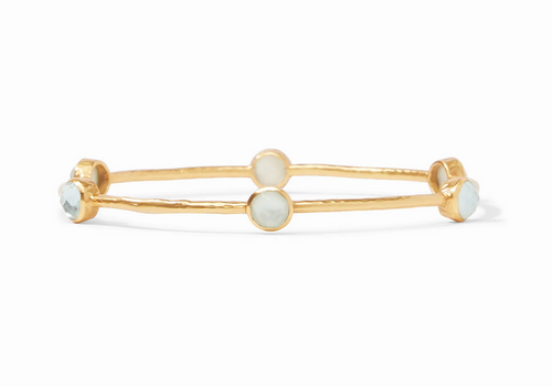 Milano Luxe Bangle - Gold Iridescent Aquamarine Blue 