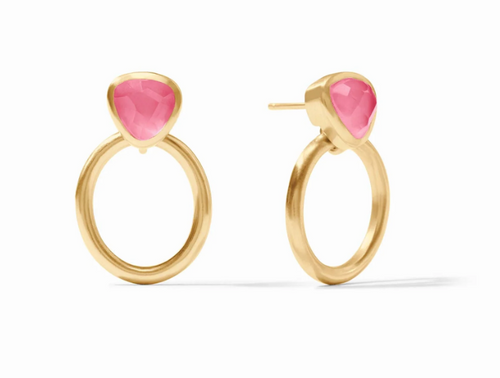 Aquitaine Demi Doorknocker Earring- Iridescent Peony Pink