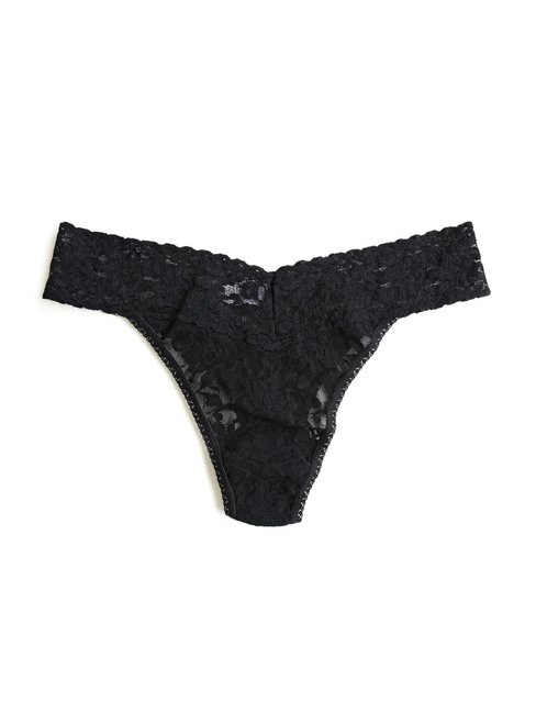 Signature Lace Original Rise Thong - Black