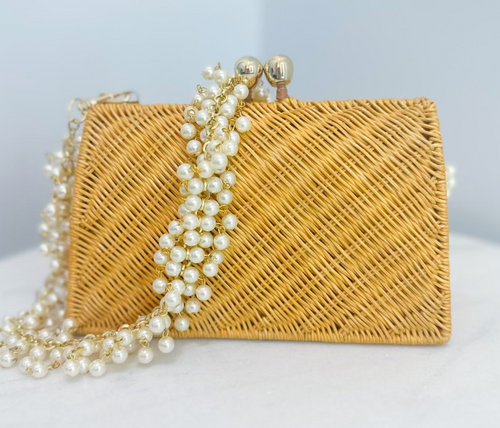 Candice Wicker Shoulder Bag - Light Honey 