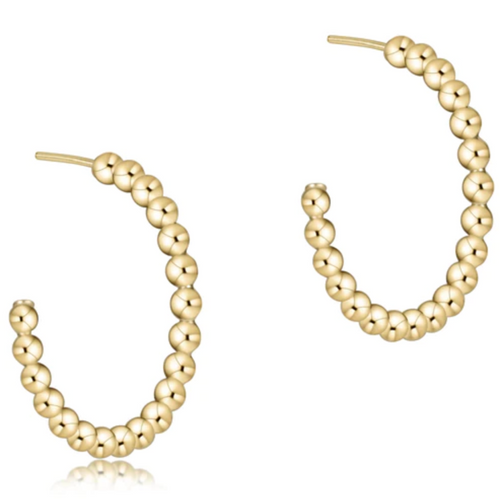 Beaded Classic 1.25" Post Hoop - 4mm Gold