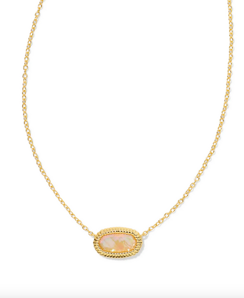 Elisa Ridge Open Frame Short Pendant Necklace - Gold 