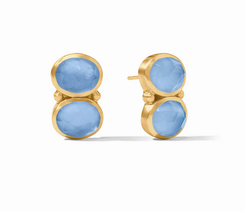 Honey Duo Earring - Iridescent Chalcedony Blue 