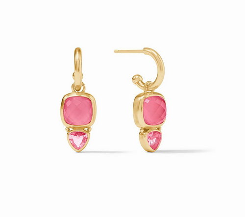 Aquitaine Duo Hoop and Charm Earring - Iridescent Peony Pink 