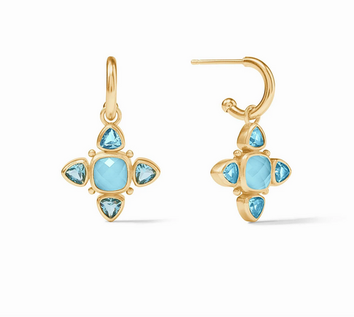 Aquitaine Hoop and Charm Earring - Iridescent Capri Blue 