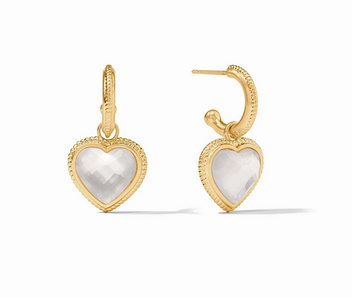 Heart Hoop and Charm Earring - Iridescent Clear Crystal 