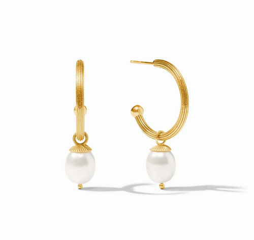 Sanibel Pearl Hoop and Charm Earring - Pearl 