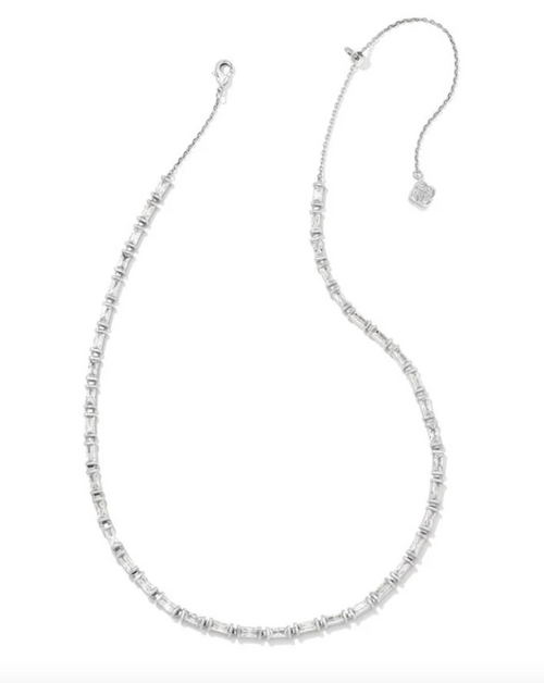 Juliette Strand Necklace - Rhodium White Crystal