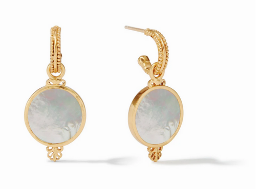 Meridian Hoop and Charm Earring - Gold Mother of Pearl 