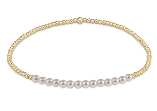 Gold Bliss 2mm Bead Bracelet - Pearl 