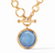 Flora Statement Necklace - Gold Iridescent Chalcedony Blue 