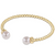 Classic Gold 3mm Bead Cuff - Pearl 