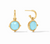 Honeybee Hoop and Charm Earring - Iridescent Capri Blue 