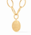 Fleur-de-Lis Statement Necklace - Gold Iridescent Clear Crystal Reversible 