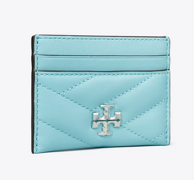 Tory Burch Kira Chevron Chain Wallet In Light Celeste