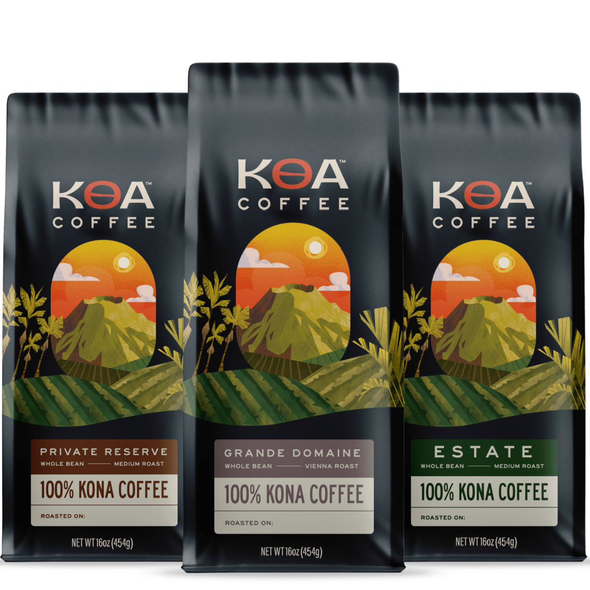  Kona Coffee 100% Kona Coffee 3袋 Kona Medium Roast Whole Bean Coffee Gift Set