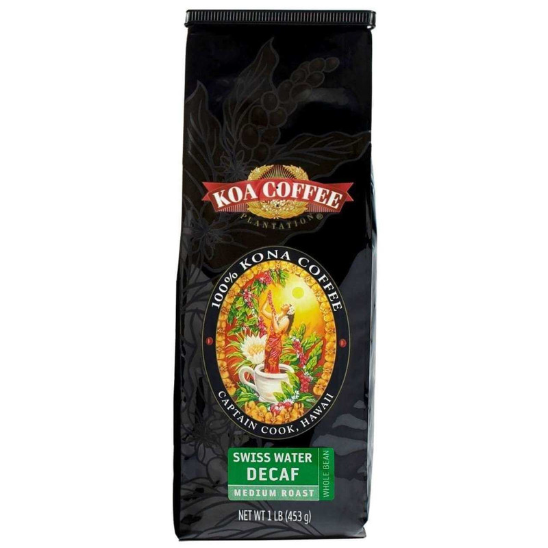 Koa Coffee Swiss Water Decaf Whole Bean 100percent Kona Coffee