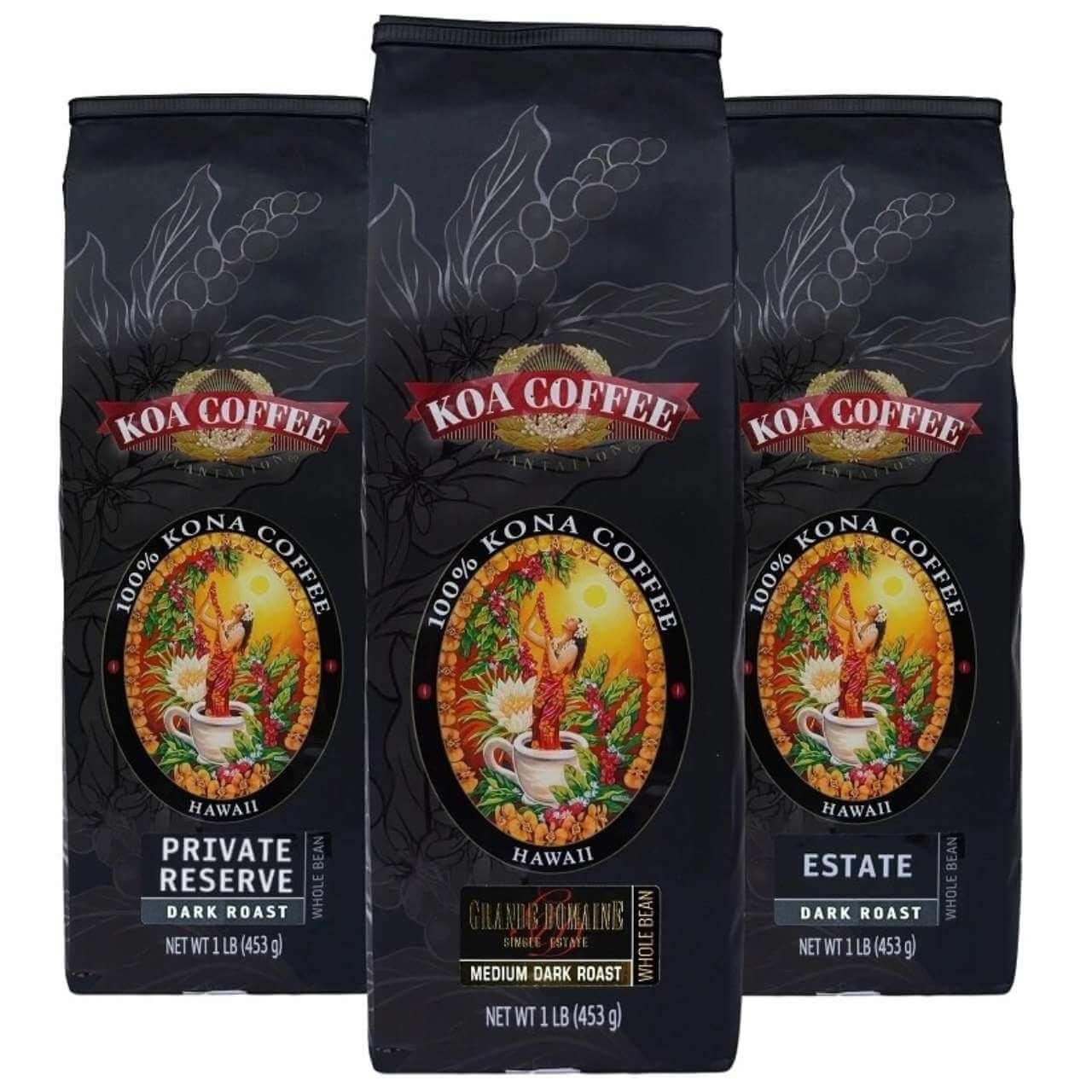 Dark Roast Whole Bean Kona Coffee Tri-Pack