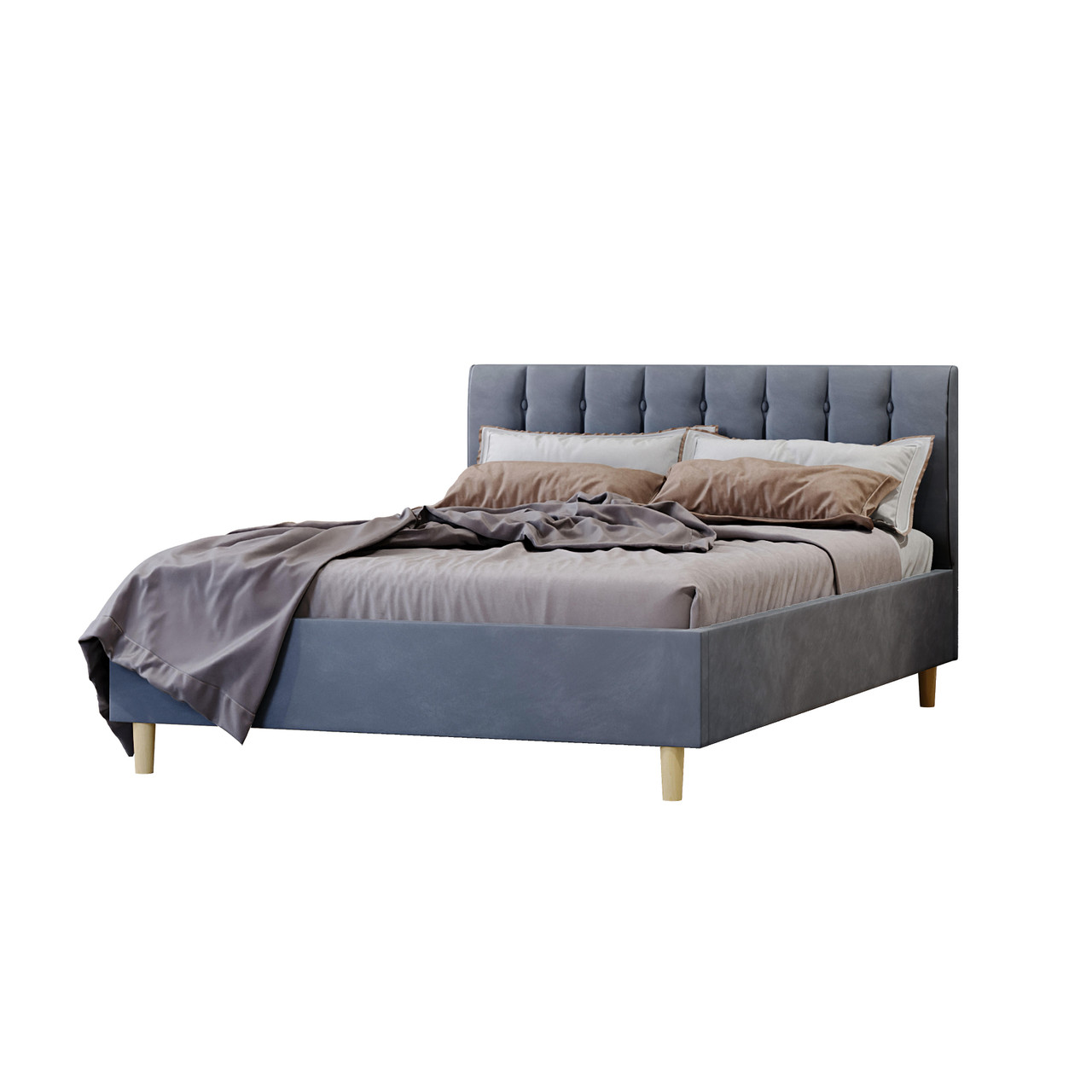 Grey Velvet Upholstered Bed – Astar Furniture