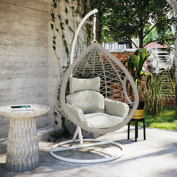 Indoor Outdoor Egg Swing Chair with Stand, Oversized Cocoon-Shaped Rop –  JOIVI