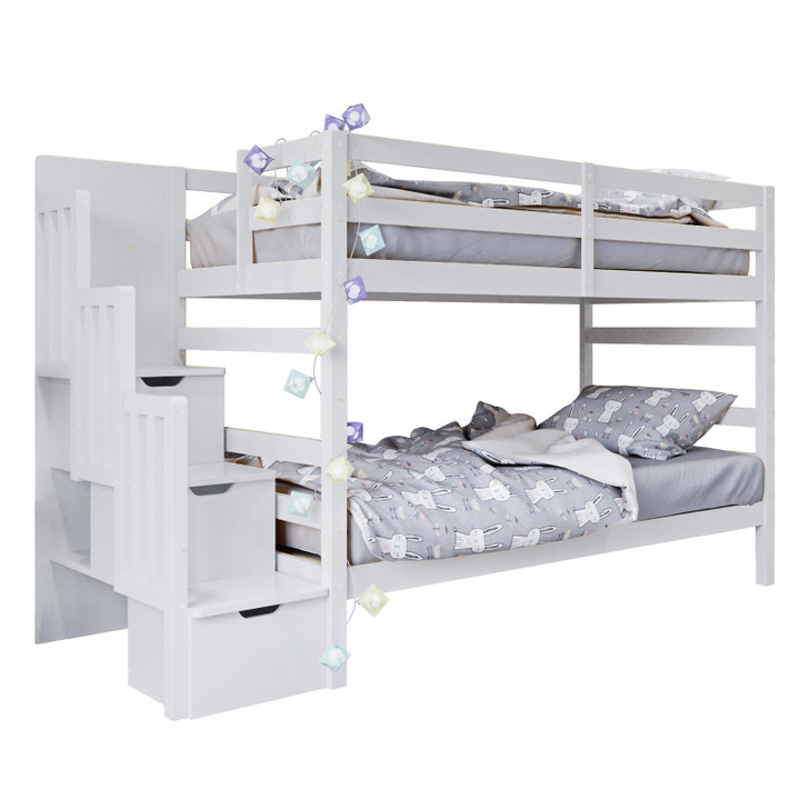 white timber bunk beds