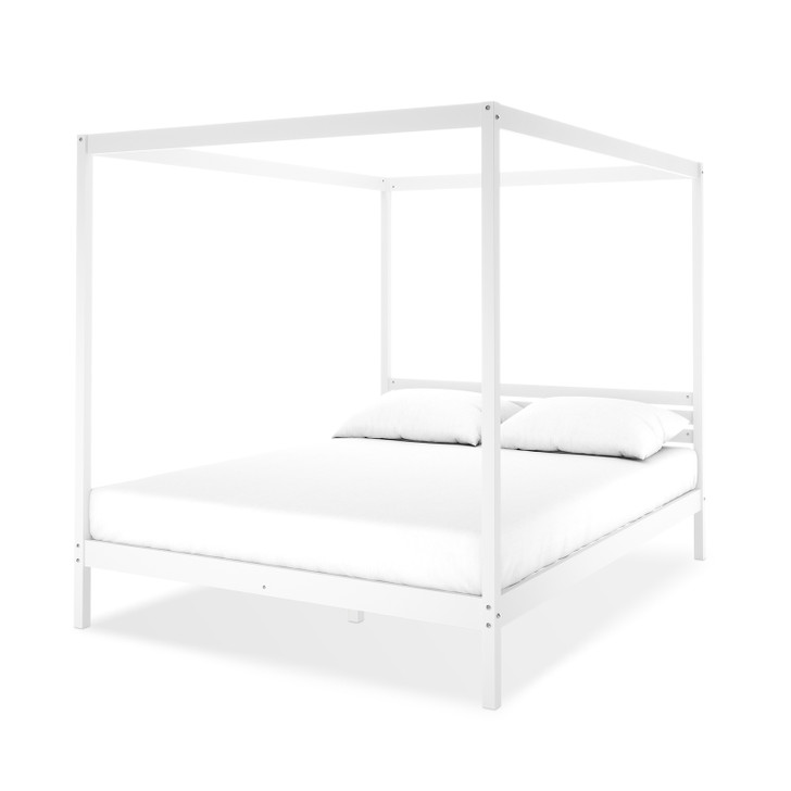 Aurelius Solid Pine 4 Poster Bed Frame - White - Queen
