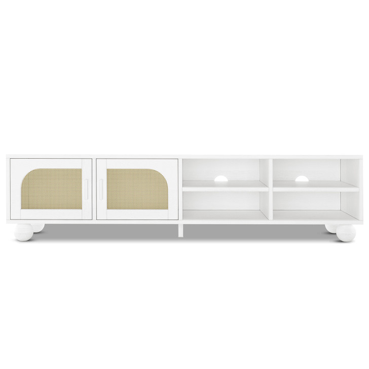 Carlo 180cm Rattan Entertainment Unit with Cabinet - White