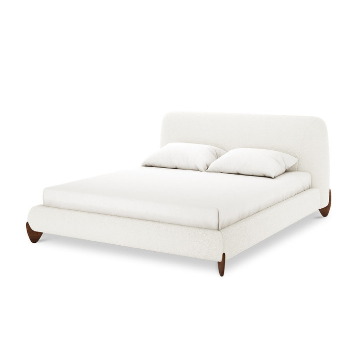 Laryn Puffy Boucle Upholstered Bed Frame - Cream White