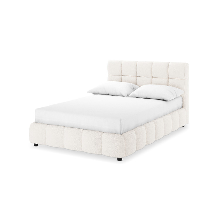 Nikias Tufted Boucle Bed Frame - Cream White