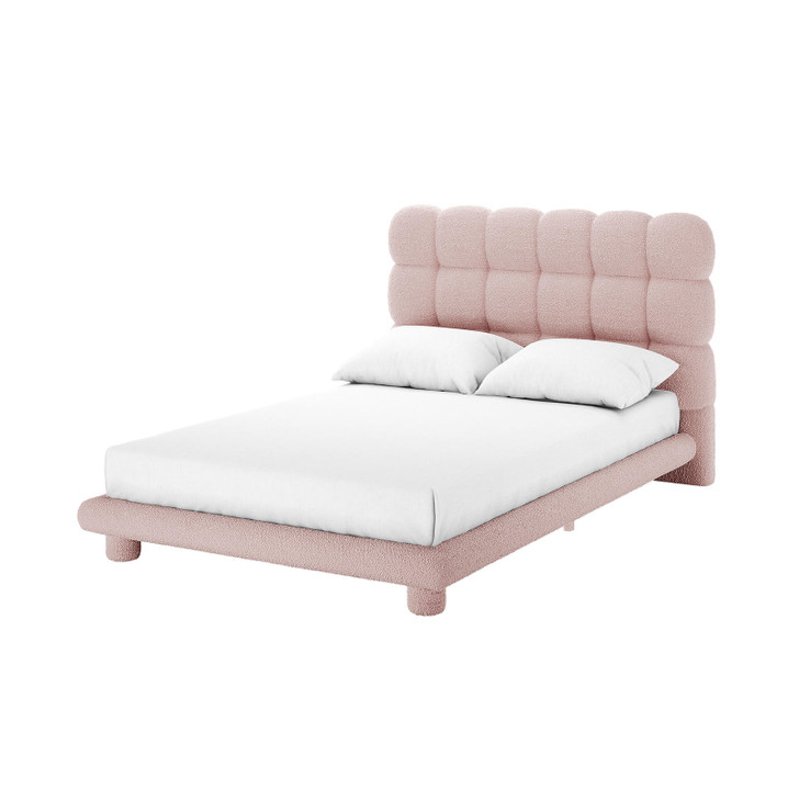 Aina Tufted Bouclé Bed Frame - Pink - Queen