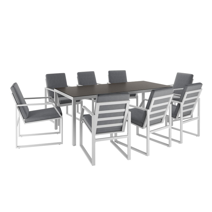 Doona 8 Seater Modern Outdoor Dining Set – Weather-Resistant - White