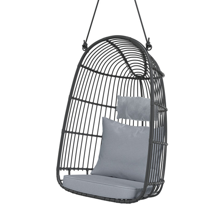 Burias PE Rattan Outdoor Hanging Egg Chair - Black