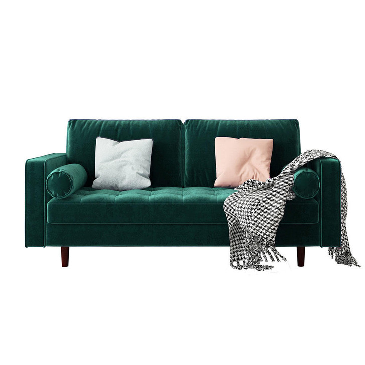 Sollia 3 Seater Velvet Sofa - Dark Forest Green