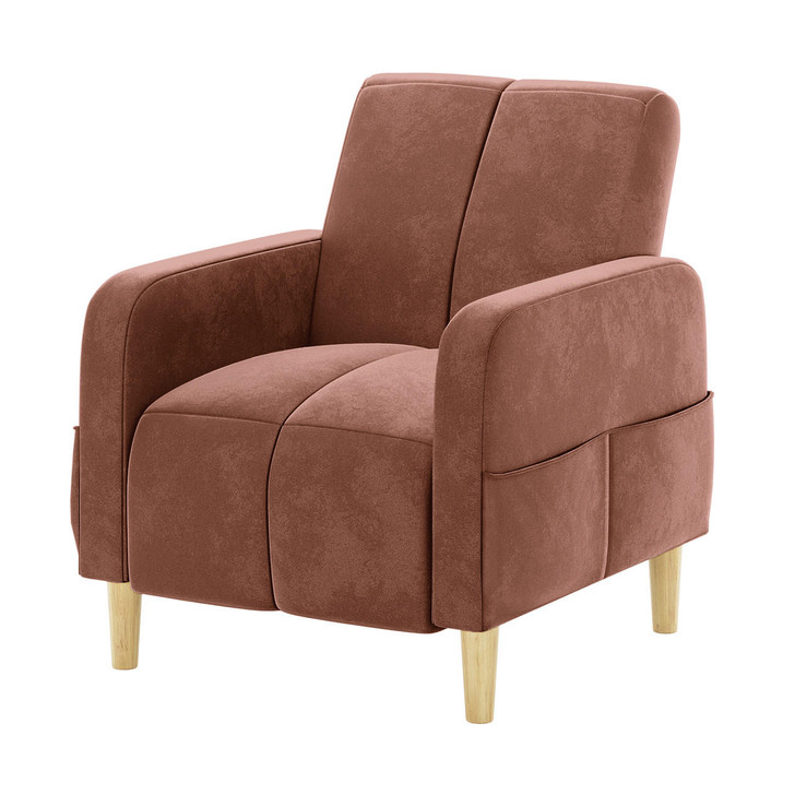 Anica Single Seater Velvet Sofa Chair - Blush