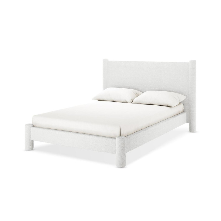 Rhoda Upholstered Boucle Bed - Cream White - Double