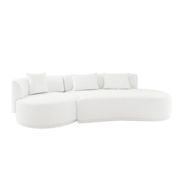 Lyana 4 Seater Bouclé Sofa Right Chaise - Cream White
