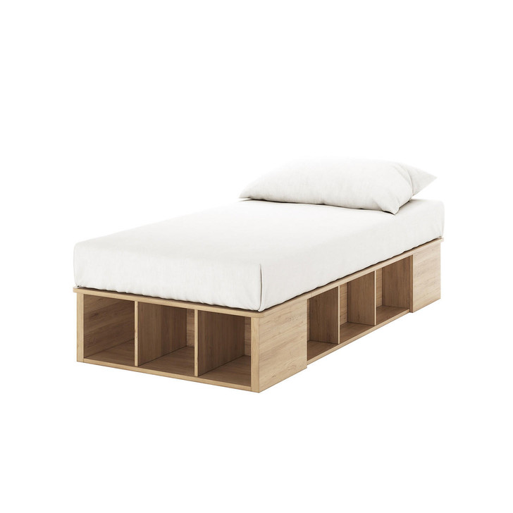 Herais Storage Platform Bed Base - Oak