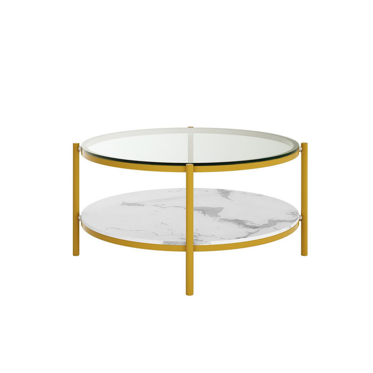 Frances 80cm Tempered Glass Top Coffee Table - Marble