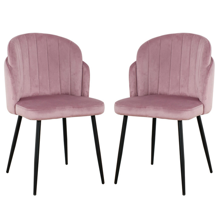 Scarlett Velvet Dining Chair (Set of 2) -Pink