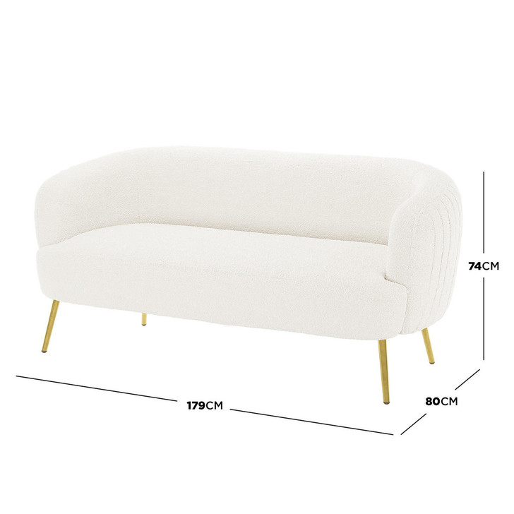 Evelyn 2 Seater Boucle Sofa - Cream White