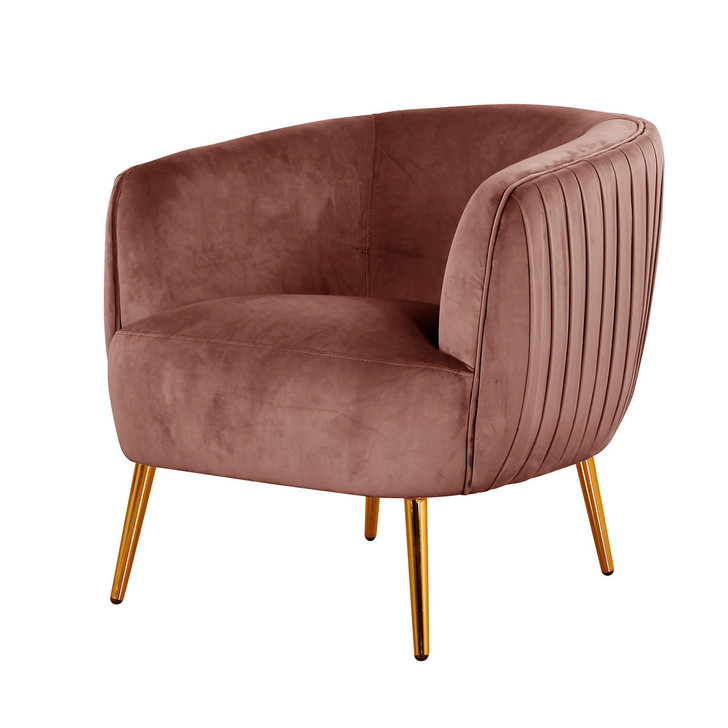 Evelyn Velvet Sofa Accent Chair - Blush