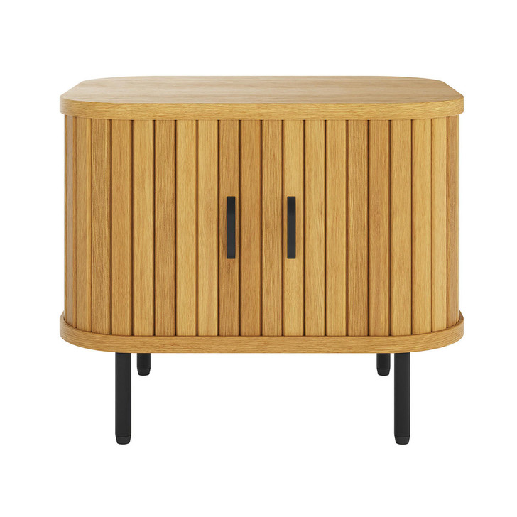 Aaron 50cm Bedside Table with Sliding Doors - Natural