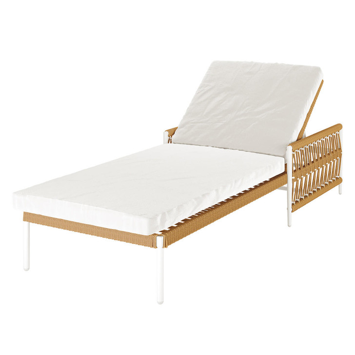 Sibutu Wicker Outdoor Sunbed with Cushion - Light Beige