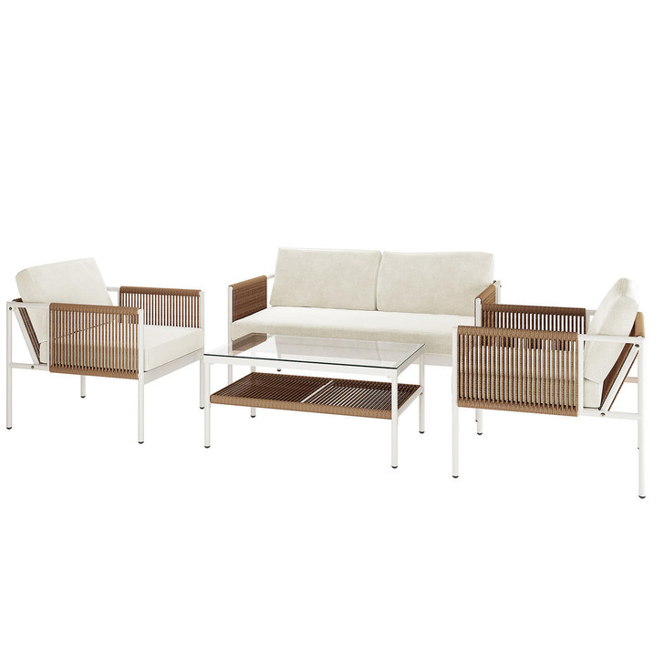 Brujas 4 Seater Wicker Outdoor Sofa Set - Light Beige